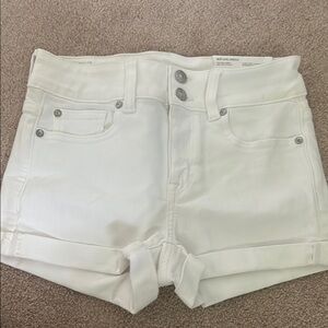 American Eagle Outfitters White Jean Shorts Distressed Cut-Off Style